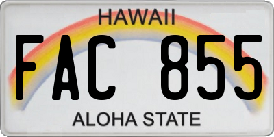 HI license plate FAC855