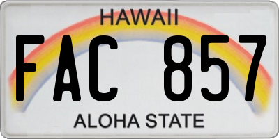 HI license plate FAC857