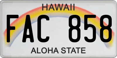HI license plate FAC858