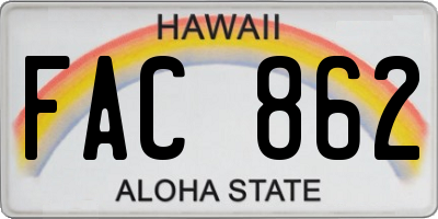 HI license plate FAC862