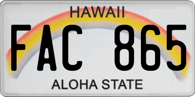 HI license plate FAC865
