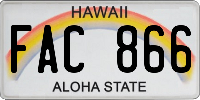HI license plate FAC866