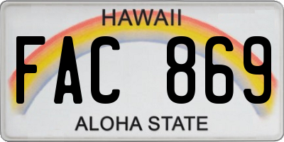 HI license plate FAC869