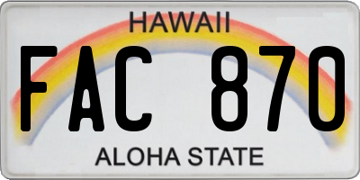 HI license plate FAC870