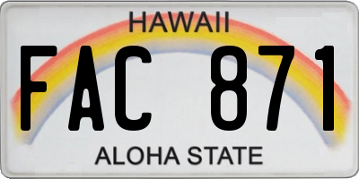 HI license plate FAC871