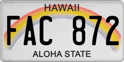 HI license plate FAC872