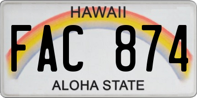 HI license plate FAC874