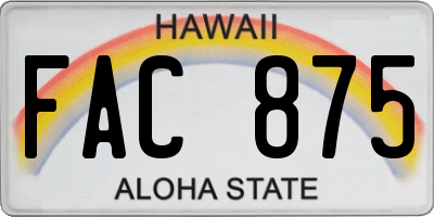 HI license plate FAC875