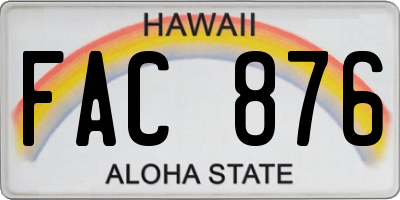 HI license plate FAC876