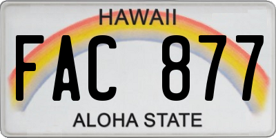 HI license plate FAC877