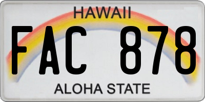 HI license plate FAC878
