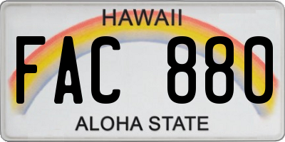 HI license plate FAC880