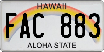 HI license plate FAC883