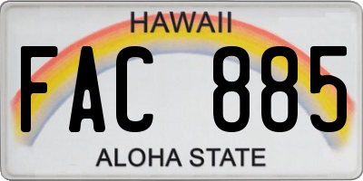 HI license plate FAC885