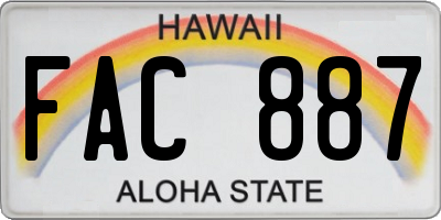 HI license plate FAC887