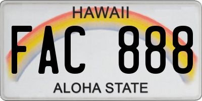 HI license plate FAC888