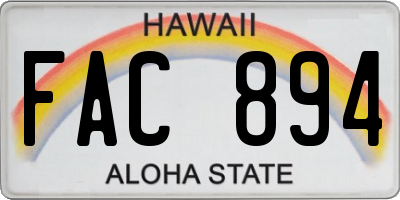 HI license plate FAC894