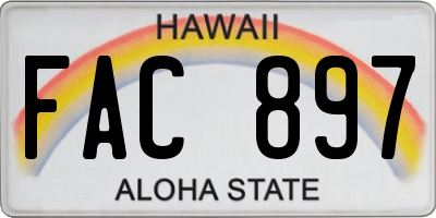HI license plate FAC897