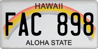 HI license plate FAC898