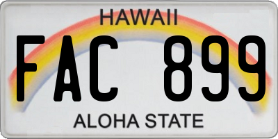 HI license plate FAC899