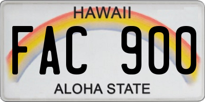 HI license plate FAC900
