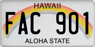 HI license plate FAC901