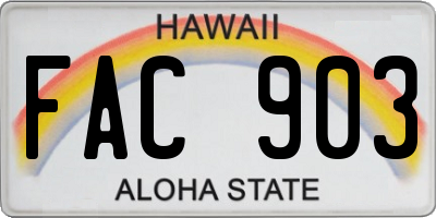 HI license plate FAC903