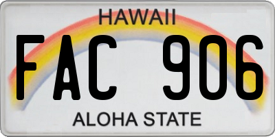 HI license plate FAC906
