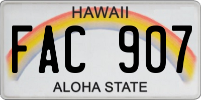 HI license plate FAC907