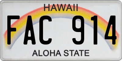 HI license plate FAC914