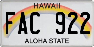 HI license plate FAC922