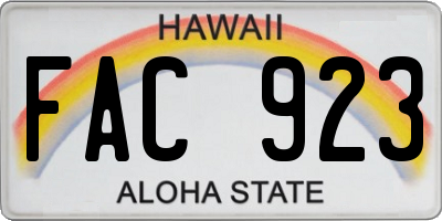 HI license plate FAC923