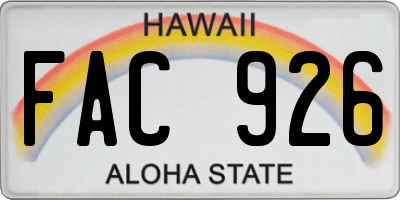 HI license plate FAC926