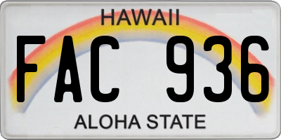 HI license plate FAC936
