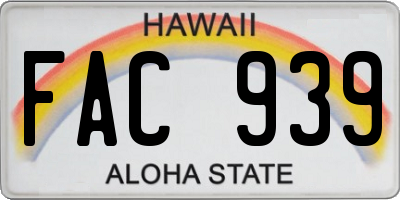 HI license plate FAC939