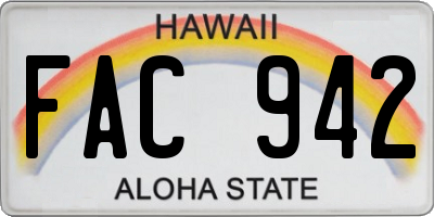 HI license plate FAC942