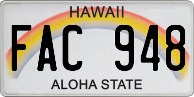 HI license plate FAC948