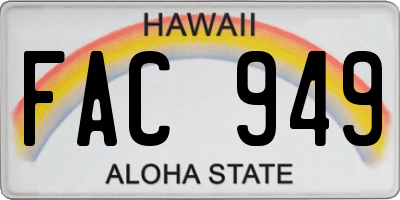 HI license plate FAC949