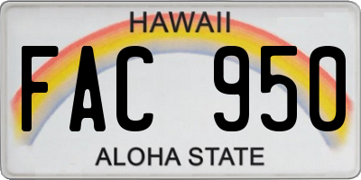 HI license plate FAC950