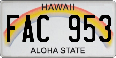 HI license plate FAC953