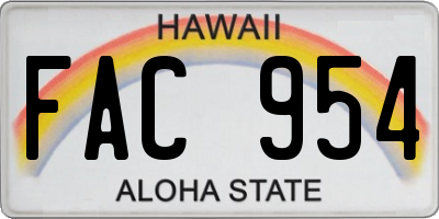 HI license plate FAC954