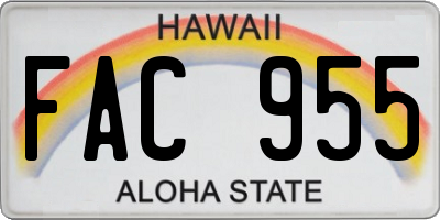 HI license plate FAC955