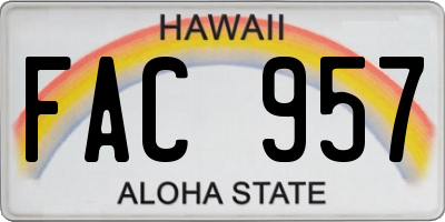 HI license plate FAC957