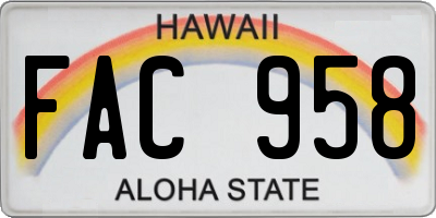 HI license plate FAC958