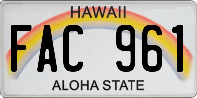 HI license plate FAC961