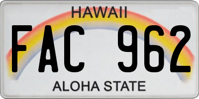 HI license plate FAC962