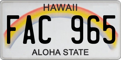 HI license plate FAC965