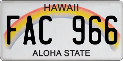 HI license plate FAC966