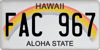 HI license plate FAC967