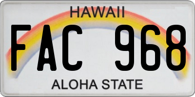 HI license plate FAC968